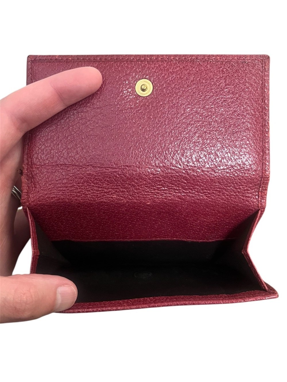 Gucci Vintage GG Canvas Horsebit Ring Trifold Wallet Burgundy Red - Picture 5 of 11